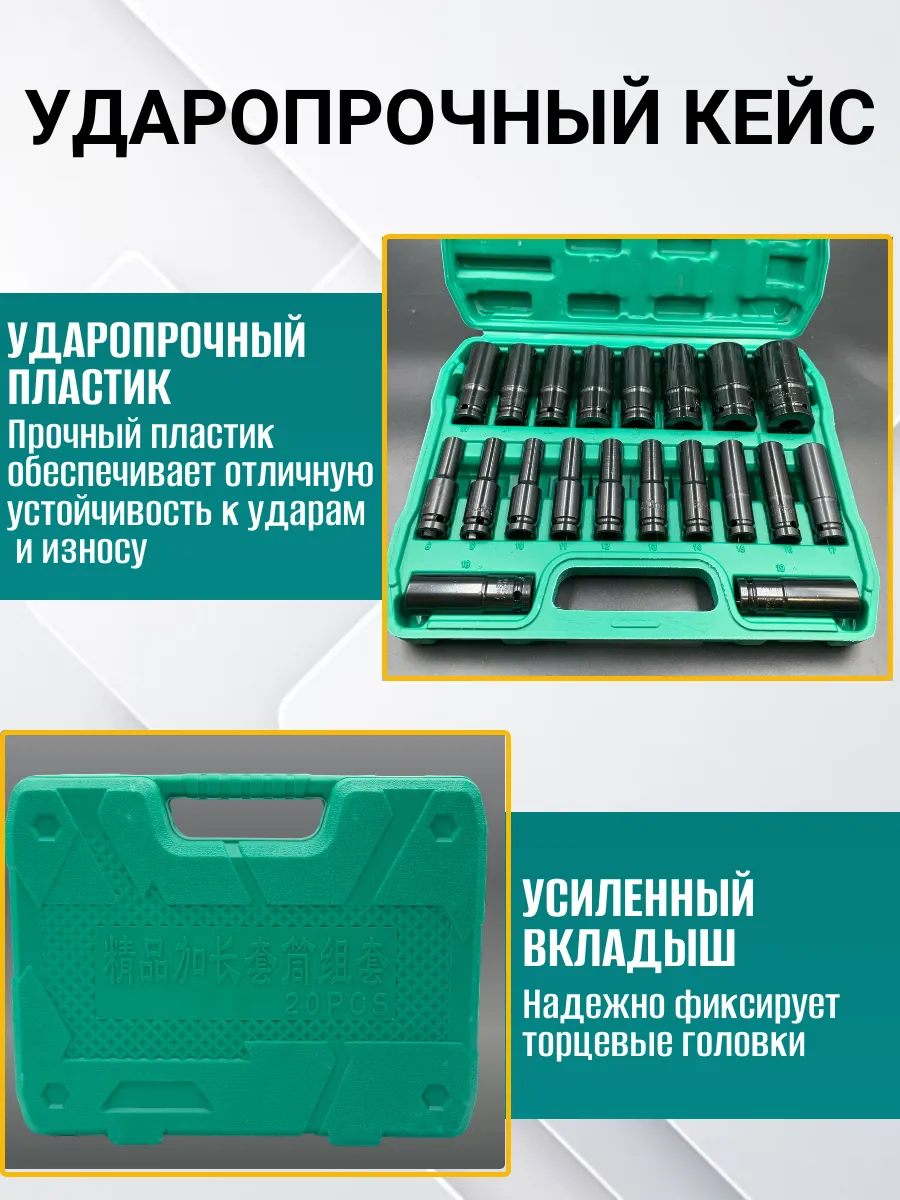 Набор торцевых ударных головок 20 шт.